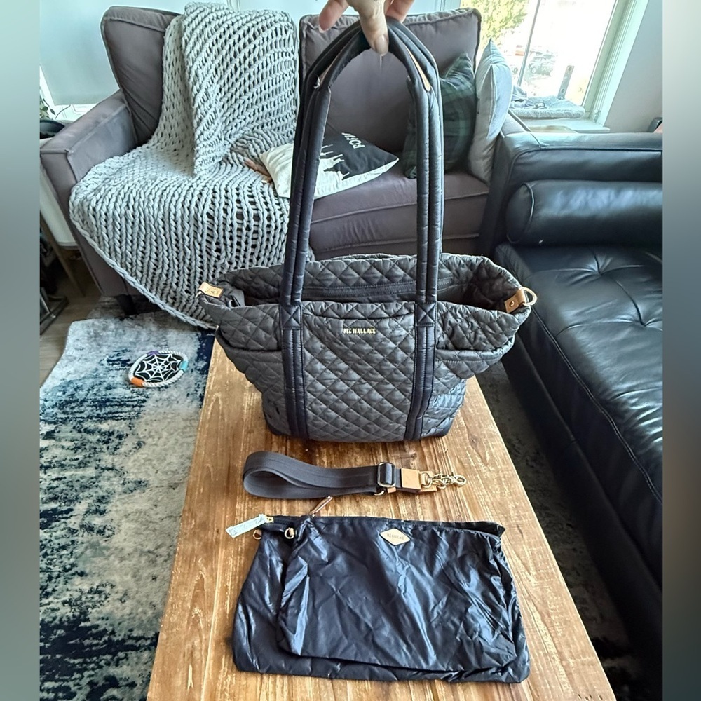 MZ Wallace Large Empire Tote in Magnet Grey and Black - Picture 2 of 15